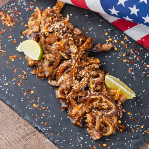 Уши копченые в соусе барбекю